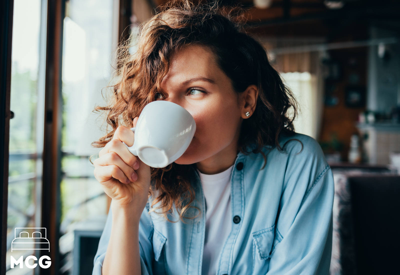 woman drinking a cup of tea