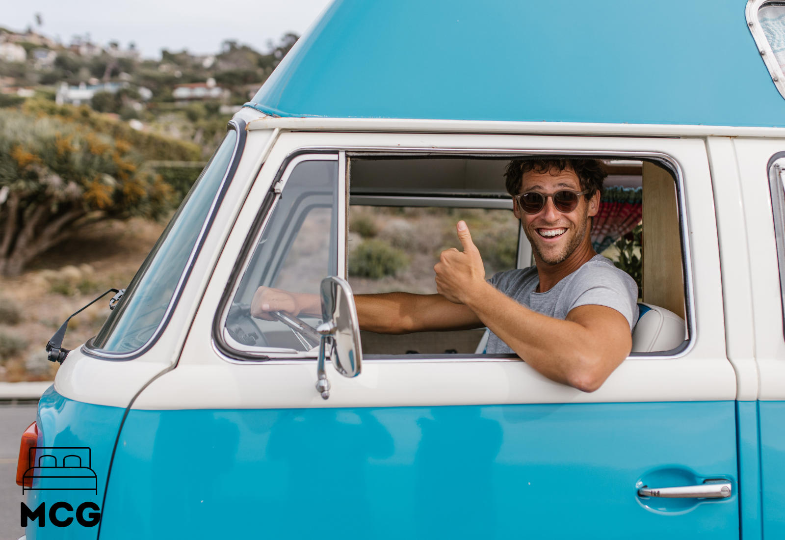 man driving an rv camper van