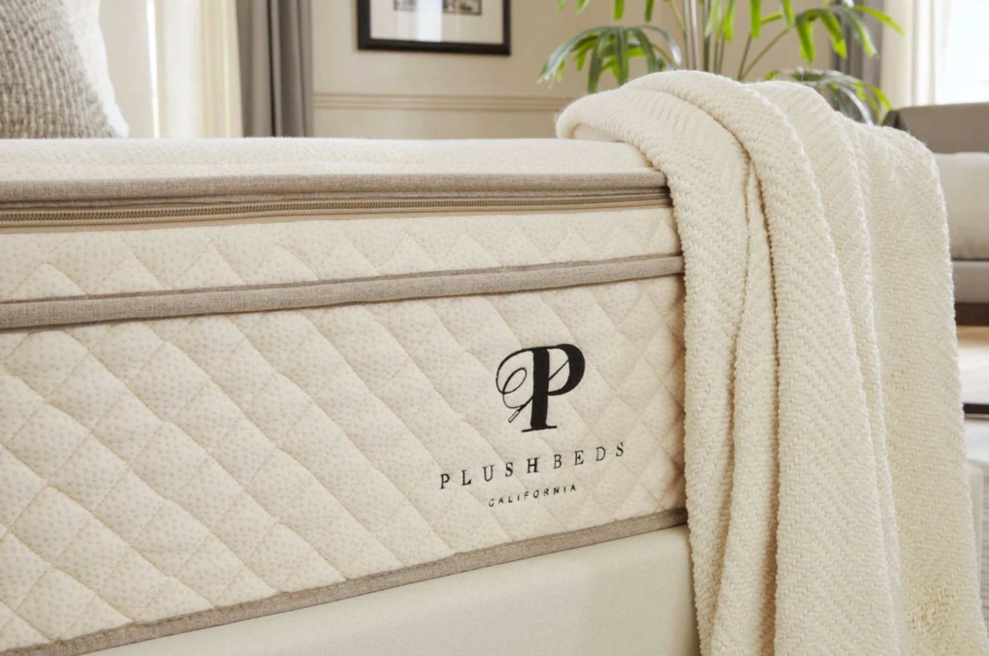 plushbeds latex mattress close up image