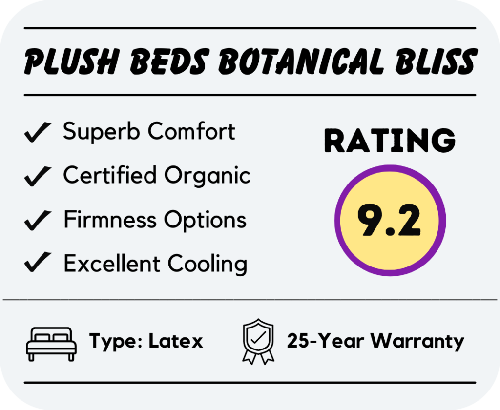 plush beds botanical bliss latex mattress feature overview and rating